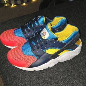 Nike Red, Yellow and Blue Huaraches with Neoprene Fit